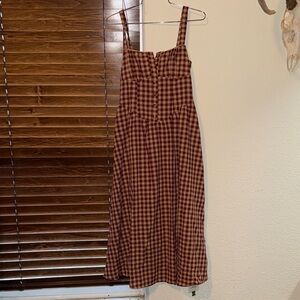 Cider Brown Plaid Midi Dress